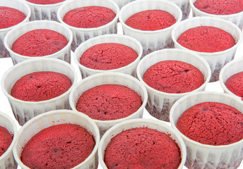 Red Velvet cupcakes without icing.