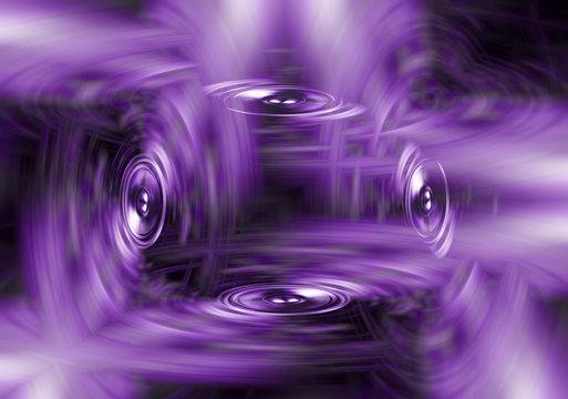 Music speakers on purple background