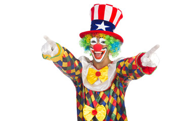 Clown with hat and american flag