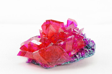 close up of crystals in ruby color