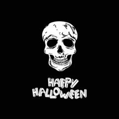 Happy Halloween poster with scull