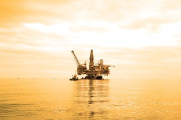 Oil Rig during sunset hours