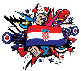 Croatia Hrvatska  Flag graffiti pop street art illustration