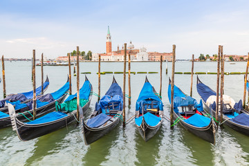 Fototapeta na wymiar gondola boats and San Giorgio church, Venice