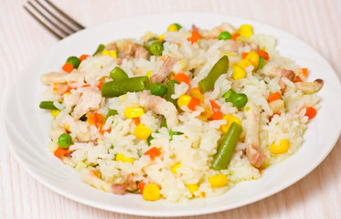 meat with Rice and vegetables
