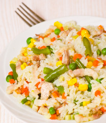 meat with Rice and vegetables
