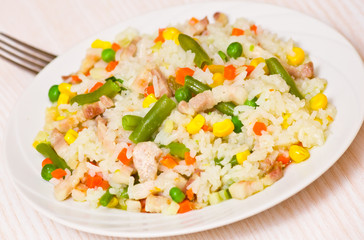 meat with Rice and vegetables