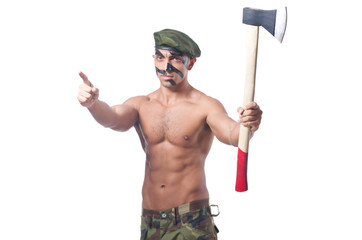 Soldier isolated on the white background