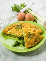 omelette with onions and leek