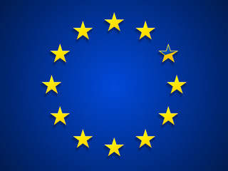 European Union with one star as Ukrainian flag