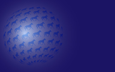 Fototapeta na wymiar sphere of running horses pattern illustration