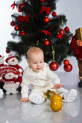 child with xmas decoration