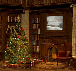 Christmas evening in an old room