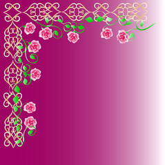 Vintage roses frame. Vector illustration.