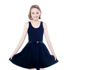 Naklejka premium Beautiful girl in trendy sleeveless attire
