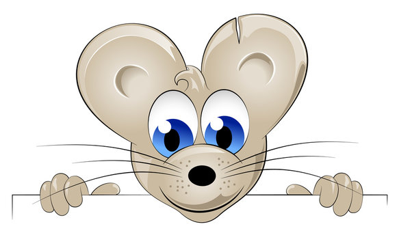 mouse looks over a sign