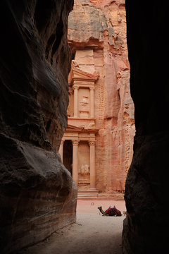 Petra - Jordan - The first glimpse of Petra'sTreasury