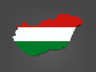 Fototapeta premium Three-dimensional map of Hungary.