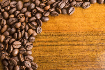 Coffee on wooden background