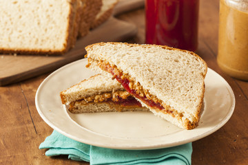 Homemade Peanut Butter and Jelly Sandwich