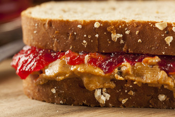 Homemade Peanut Butter and Jelly Sandwich