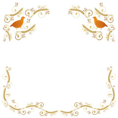 Frame decorative with cereal plant a partridges.