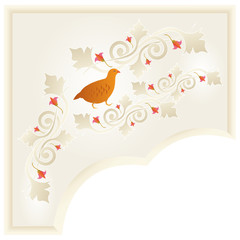 Floral ornament with a partridge.