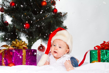 baby with xmas decoration
