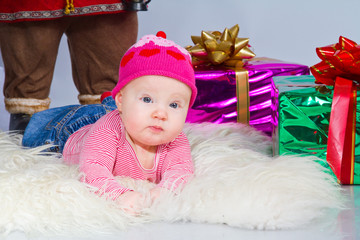 baby with xmas decoration