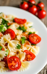 Farfalle pasta with cherry tomatoes