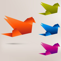 Oiseau en papier origami sur fond abstrait
