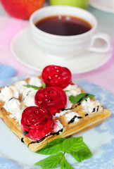 belgian waffles with fruit jelly