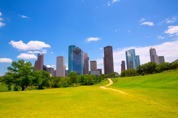Fotobehang Houston Texas Skyline modern skyscapers and  blue sky © lunamarina