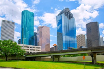 Fotobehang Houston Texas Skyline modern skyscapers and  blue sky © lunamarina