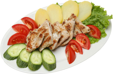 Salad with chicken and potatoes