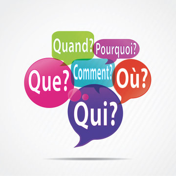 bulles concept : qui que quoi comment (en fran&ccedil;ais)