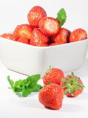 strawberries  and mint leaves