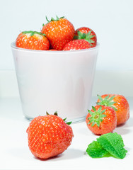 fresh strawberries and mint leaves