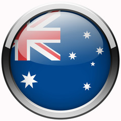 australia flag gel metal button on white