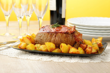 Roast beef con patate
