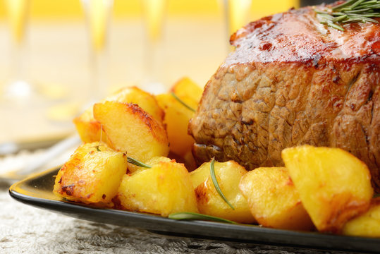 Roast beef con patate