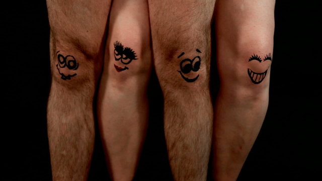 four funny and crazy legs are talking together