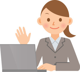 ビジネスウーマン　PC
