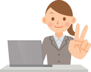 ビジネスウーマン　PC