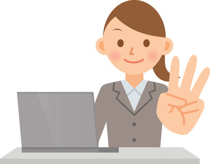 ビジネスウーマン　PC