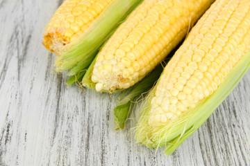 Fresh corn vegetable on wooden table