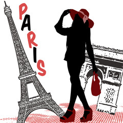 Silhouette de femme sur Paris