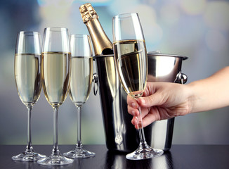 Champagne in glasses in restaurant