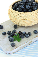 Blueberries in wooden basket