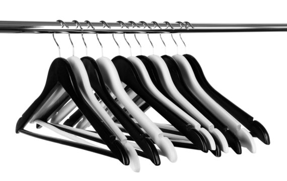 Black And White Clothes Hangers Isolated On White